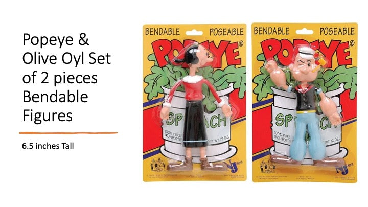 Popeye - Olive Oyl &amp; Popeye Conjunto de 2 piezas Bendable Poseable Figures