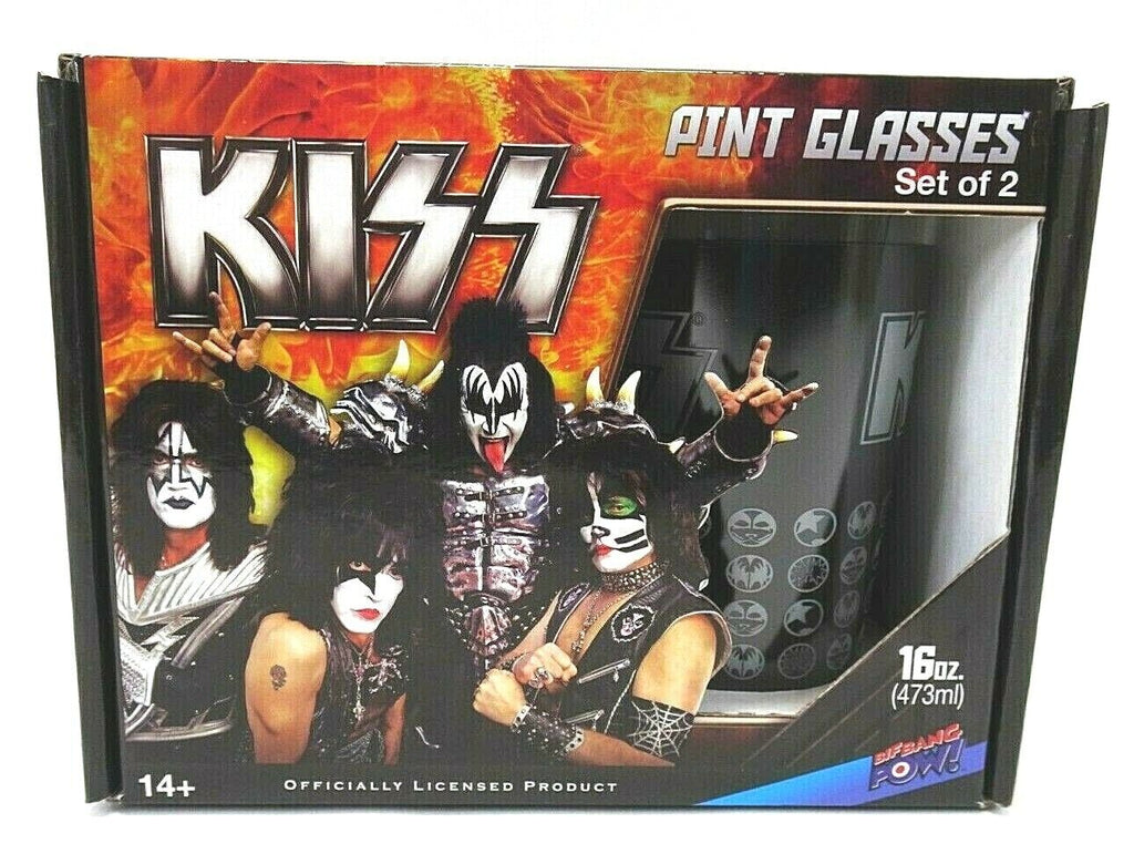 Kiss Colorform Set KISS BAND - Set of 2 Pint Glasses (16 oz. each) in Gift Box - A & D ...