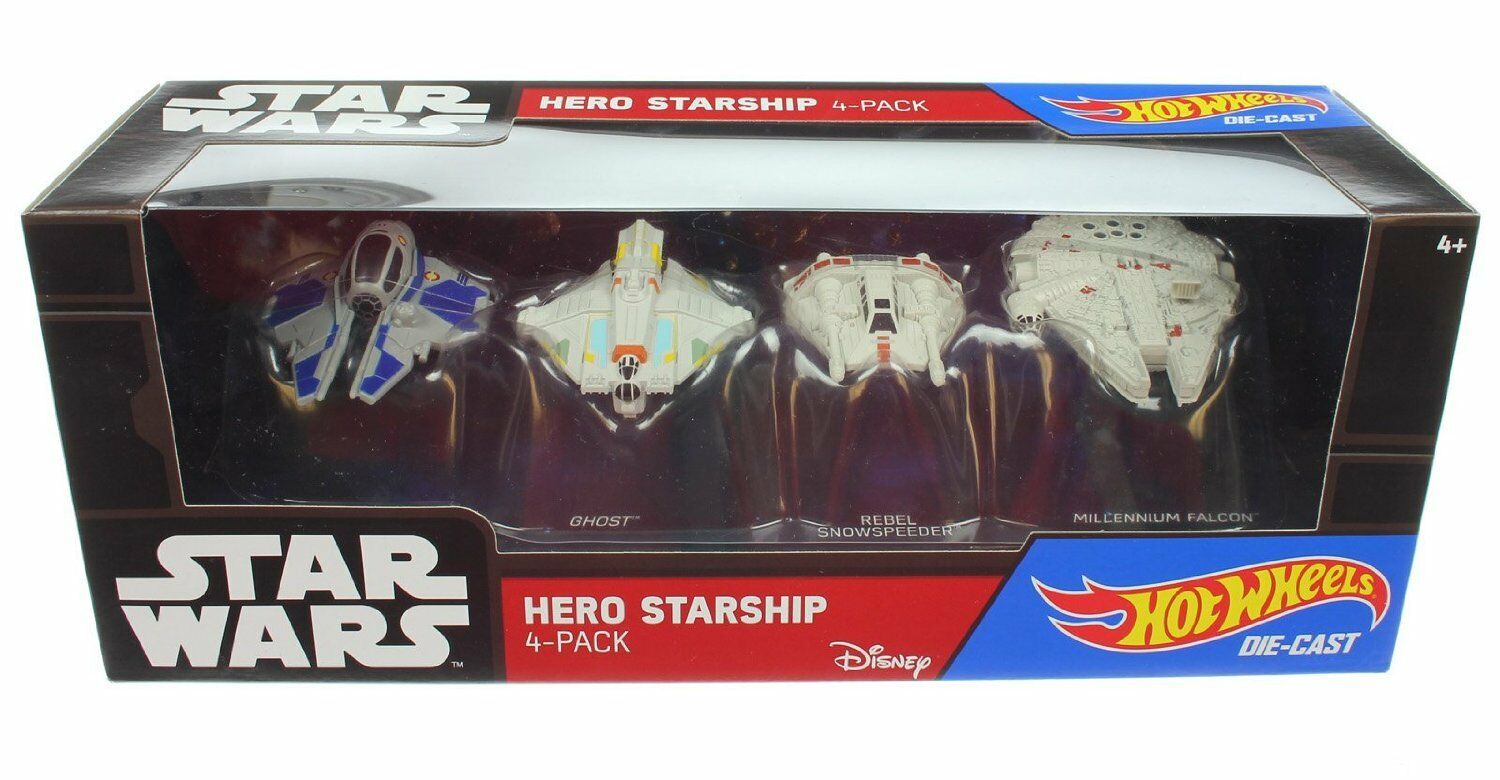 Star Wars - 4 Pack Set of Die-Cast Hero Starships by Hot Wheels - A & D  Products NY Corp. Cool Toy Den