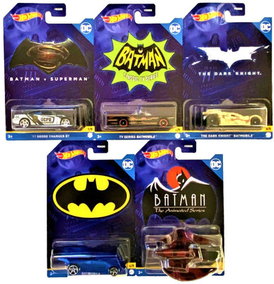 BATMAN - Juego de 5 piezas con tema de Batman Vehículos/modelos fundidos a presión de Hot Wheels