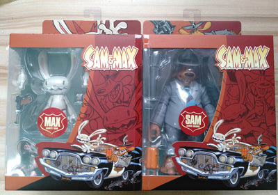 Sam & Max Freelance Police - Juego de Sam & Max de 2 figuras de acción en cajas expositoras de Boss Fight Studio