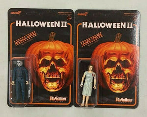Halloween Movie II - Michael Myers &amp; Laurie Strode Set de 2 figuras de reacción de 3 3/3" de Super 7